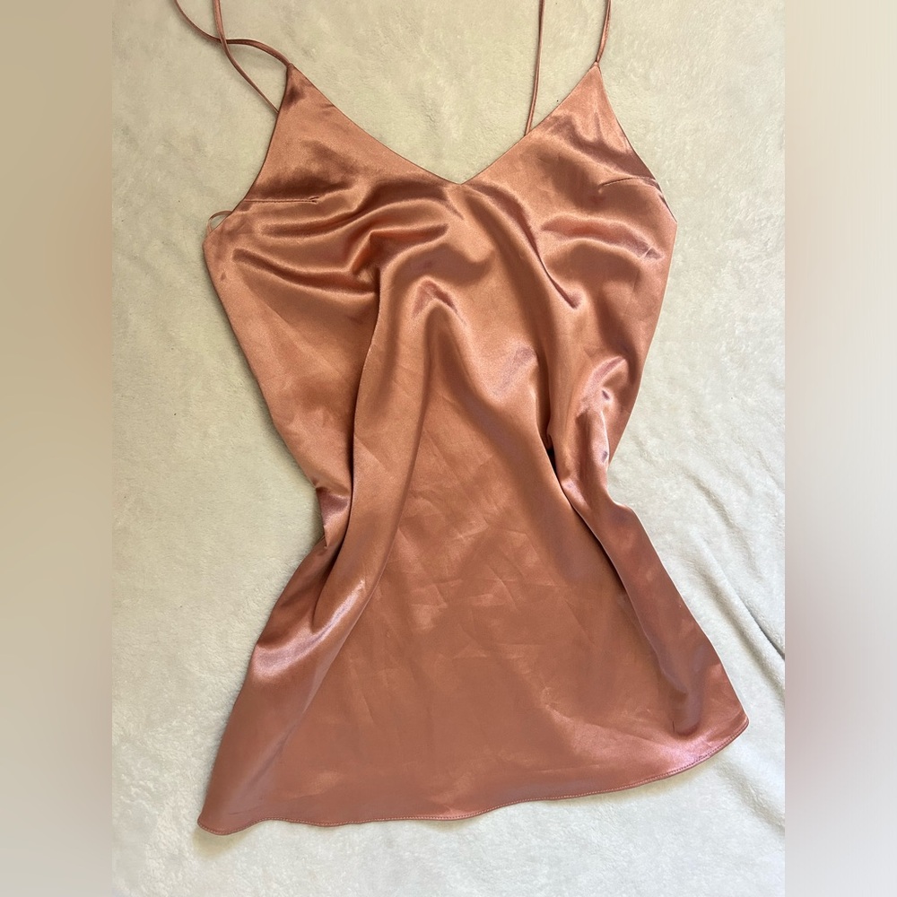 Pink satin slip dress, size small , really good quality